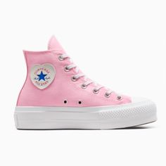 Product Features Brand: Authentic Converse Size: US 5~11 (220~275mm)  Color:Pink Authentic New Shoes / Shoe Box / Official Tag SHIPPING  · All orders will be shipped to world wide using expedited shipping courier such as FedEx and DHL. · We ship your orders almost within 2 business days after the payment. · Please confirm your address is correct.    Due to eBay's policy, it's hard to change the address after the purchase.  RETURNS ·  We accept the returns, but item must be "Not Opened & Not Used Condition."  OTHER TERMS & CONDITIONS · Please do not forget to leave us FIVE STARS on all of the Detailed Seller Ratings. · Please DO NOT leave a neutral or negative feedback without contacting us first to get a better solution.   A better solution for you is better than any other neutral or negat Pink High-top Converse Sneakers, Heart Converse, Chuck Taylor All Star Lift, Heart Patch, Heart Patches, Converse Chuck Taylor All Star, It's Hard, Chuck Taylor All Star, Converse Chuck