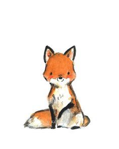 a drawing of a fox sitting in front of a white background