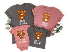 Matching Family Papa Mama Bear Shirt, Mother's Day Sweatshirt, Papa Bear Shirt, Birthday Shirts, Custom Birthday Gift, Gift for Mothers Day Hi There!  We use one of the best quality t-shirt brands out there! Bella Canvas, Gildan Soft Style, Super comfy, cozy and oh so soft! :  * All Solid Color T-SHIRTS are 100% Cotton.  * All Heather Color T-SHIRTS and All Sweatshirts are combined with cotton and poly mix which makes them extra soft and so comfortable!s are combined with cotton and poly mix whi Cute Family Shirt With Letter Print, Cute Crew Neck Shirt For Father's Day, Cute Father's Day Shirt With Crew Neck, Funny Crew Neck Tops For Valentine's Day, Family Matching Tops With Cartoon Print For Birthday, Family Cartoon Print Crew Neck Tops, Cute Cotton T-shirt For Birthday Gift, Casual Tops For Birthday And Valentine's Day, Family Matching Tops With Funny Print For Gift