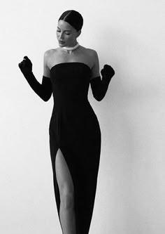 Black Prom Dress With Gloves, Dress And Gloves Outfit, Black Dress With Gloves, Prom Dress With Gloves, Long Black Prom Dress, Gloves Outfit, Dress And Gloves, Dress With Gloves