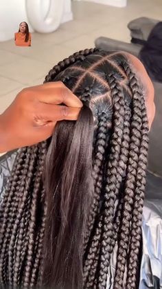 Jumbo Knotless Box Braids Shoulder Length, How To Part Jumbo Knotless Braids, 8 Box Braids Hairstyles, Big Single Braids For Black Women, Big Sized Box Braids, Box Braids Big Size, Box Braids Types, 32 Inch Box Braids, Xl Box Braids