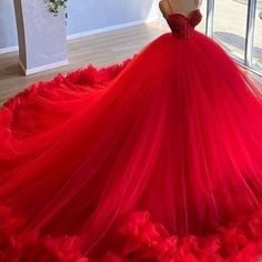 muttie dresses on Storenvy Red Tulle Gown With Fitted Bodice, Fitted Ball Gown With Spaghetti Straps For Debutante Ball, Fitted Spaghetti Strap Ball Gown For Debutante Ball, Red Quinceanera Gown With Sweep Train, Red Sweep Train Gown For Quinceanera, Red Gown With Sweep Train For Quinceanera, Red Sleeveless Gown For Quinceanera, Banquet Gown With Spaghetti Straps And Fitted Bodice, Red Ball Gown With Sweetheart Neckline And Sweep Train