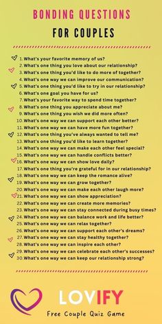 Bonding Questions for Couples Couple Questionares, Couples Bonding Ideas, Questions For Husband, Bonding Questions, One Real Person Is Enough, Couple Quiz Questions, Healthy Couples, School Bench, Boyfriend Questions