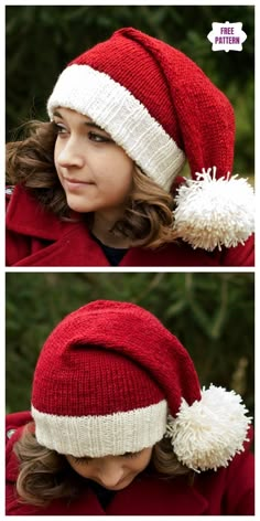 Santa Hat Pattern, Christmas Knits, Christmas Knitting Patterns Free, Holiday Knits, Hat Patterns Free, Christmas Santa Hat, Knitting Patterns Free Hats, Christmas Hats, Knit Christmas