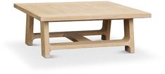 a square wooden table with two legs and a shelf on the bottom that is made out of wood