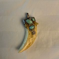 One Of A Kind. Amazing Statement Piece. You Will Not Find Anything Like This. Animal Tooth Set In Silver. Almost 3” Tall By 1” Wide Tooth Pendant, Animal Teeth, Turquoise Color, Pendant Set, Womens Jewelry Necklace, Statement Pieces, Jewelry Necklaces, Women Jewelry, Turquoise