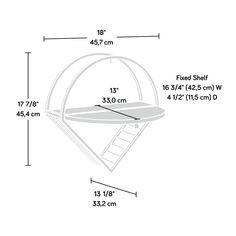 a drawing showing the height of a round metal object with a ladder attached to it