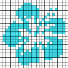 a cross stitch pattern in blue and white with squares on the bottom, as well as dots