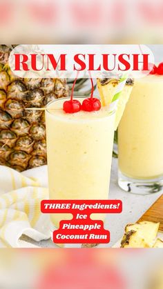 two glasses filled with pineapple rum slush