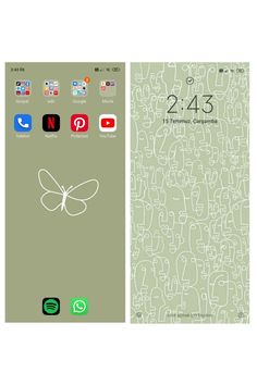 an image of the back and side of a cell phone with different icons on it