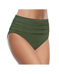 Elevate your swimwear collection with our High Waisted Bikini Bottom featuring tummy control and a flattering ruched design, perfect for mixing and matching with your favorite tops.Features: Swimwear Type: bikini bottom Style: chic, modest bathing suits Fabric: 82% nylon, 18% spandex Color: army green Decoration: ruched, tummy control Waist: high waist Bottom Style: full coverage Garment Care: hand wash Cheap Green Bottoms For Swimming, Modest Bathing Suits, Modest Bathing Suit, Green Decoration, Green Decor, High Waist Bottoms, Suit Fabric, Swimwear Collection, Style Chic