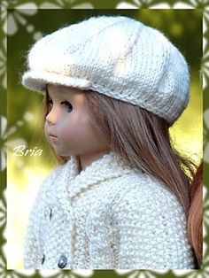 THIS LISTING IS FOR ONE DIGITAL PDF VERSION OF THE NEWSBOY CAP ONLY Newsboy Cap ~ a trendy newsboy cap pattern, be sure to check out Irish Warmer where it is part of the fishermans rib sweater pattern set as seen in the third picture This cap is also featured on the cover of my Newsboy Cap Pattern, American Girl Outfits, American Girl Patterns, Knitting Dolls Clothes, American Girl Doll Patterns, American Girl Doll Clothes Patterns, Caron Simply Soft, American Doll Clothes, Hat Knitting