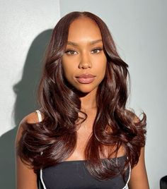 Black To Ginger Balayage, Brandy Hair Color, Natural Hair Fall Colors Black Women, Cinnamon Brown Natural Hair, 4 Hair Color, Brown Hair Copper Undertone, Copper Sew In With Leave Out, Brunette On Brown Skin, Copper Brown Hair Tan Skin