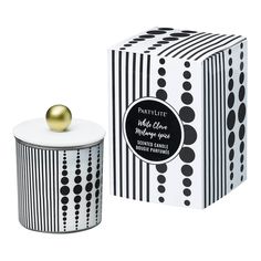 Enjoy style and stunning scent in one piece with this chic, single wick monochrome jar candle. In a black and white jar with graphic pattern, it also features a fitted ceramic lid with gold accented handle. Filled with our classic Iced Snowberries™ fragrance, a fruity iced peach and golden apple blend chilled with crisp cranberry and cool cassis. Candle Quotes, White Jar, Golden Apple, White Wax, Clean Scents, Ceramic Jars, Jar Candle, Twinkle Lights, Graphic Patterns