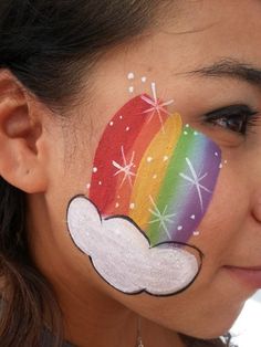 Easy Face Painting Ideas for Beginners - Bing Images Easy Face Painting Ideas, Easter Face Paint, Easy Face Painting, Easy Face Painting Designs, Rainbow Face Paint, Festival Face Paint, Face Painting Ideas, Cheek Art, Girl Face Painting