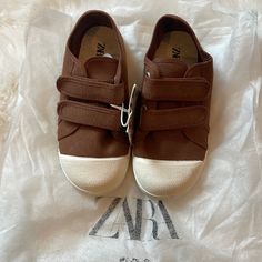 Nwt Size 12/29 Zara Brown Canvas Velcro Sneakers! Original Owners. Purchased From Zara Website. Only Tried On. Never Worn. Perfect Condition. I Love These Sneakers. We Have Had Multiple Pairs In Multiple Colors. My Daughter Just Never Got Around To Wearing. These Are Unisex Sneakers And Are Very Comfortable. Easy To Put On And Remove By Every Kiddo! Brown Low-top Cotton Sneakers, Brown Cotton Low-top Sneakers, Cotton Low-top Sneakers For Fall, Brown Low-top Sneakers For School, Brown Round Toe Sneakers For School, Brown Canvas Shoes With Rubber Sole For Spring, Spring Brown Canvas Shoes With Rubber Sole, Casual Brown Canvas Shoes For Spring, Zara Kids Shoes