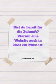 a piece of paper with the words best du berett fir die zukuft? warm ene website auch in