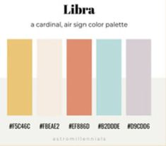 the color palette for libra, a cardinal air sign color palate in pastel