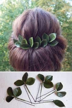 Hair Piece For Wedding, Greenery Hair Piece, Hair Pins Wedding, Wedding Green, Bridesmaid Hairstyles, Rustic Garden Decor, Wedding Hair Pieces, Bridal Hair Pieces, Green Leaf