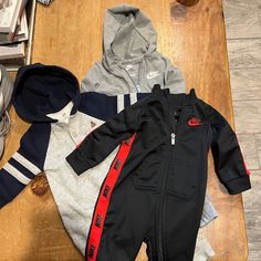 Nike And Gap Baby Onesie Tracksuit Sweatsuits 3-6 Months. Two Nike Ones And One Baby Gap. All New Without Tags. Month Colors, First Baby, Baby Gap, Kids Nike, 6 Months, Black Gray, Baby Onesies, Gap, Black And Grey