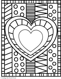 a coloring page with a heart in the center