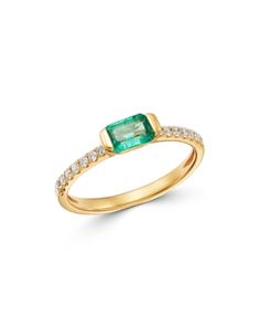 Bloomingdale's Emerald & Diamond Ring in 14K Yellow Gold - 100% Exclusive Timeless Emerald Diamond Ring In Yellow Gold, Timeless Yellow Gold Emerald Diamond Ring, Timeless Yellow Gold Diamond Ring With Emerald, Hallmarked Yellow Gold Diamond Ring With Emerald Cut, 14k Yellow Gold Emerald Ring With 17 Jewels, Emerald Cut Hallmarked Yellow Gold Diamond Ring, 14k Yellow Gold Emerald Ring Baguette Cut, Timeless 14k Yellow Gold Emerald Ring, Timeless Emerald Ring In 14k Yellow Gold