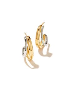 Want that sought after double-piercing look? Say hello to Meg! The Meg Double Hoop Earrings in Mixed Metal feature a split-hoop design that gives the appearance of two earrings in one stylish piece. Metal 18k Yellow Gold Vermeil and Sterling Silver Closure Ear Post Size 1"L X 0.91"WDue to the one-of-a-kind nature of the medium, exact colors and patterns may vary slightly from the image shown. | Kendra Scott Meg Double Hoop Earrings in Mixed Metal | Sterling Silver/Metal | Size One Size Double Earring, The Meg, Double Earrings, Double Piercing, Double Band Rings, Double Hoop Earrings, Hoop Design, Demi Fine Jewelry, Silver Prices