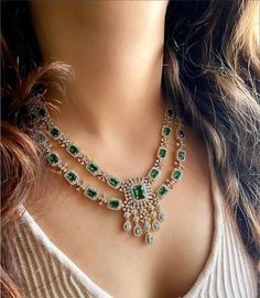 Indian Ring Ceremony, Green Jewellery Set, Wedding Jewelry Indian, Emerald Green Jewelry, American Diamond Necklace Set, Indian Ring, Real Diamond Necklace, Ring Ceremony