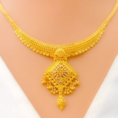 Graceful Hanging Tassel 22k Gold Necklace Set Cheap Traditional Gold Sets, Festive 22k Gold Temple Necklace Luxury, Gold Necklace Women Kameswari Jewellers, Luxury Gold Plated Temple Necklace For Diwali, Luxury Yellow Gold Necklace For Festive Season, Luxury 22k Gold Temple Necklace For Festivals, Luxury Yellow Gold Temple Jewelry Kundan Necklace, Luxury Gold-plated Temple Necklace, Luxury Gold Jeweled Temple Necklace