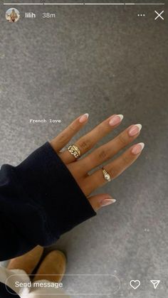 Short And Pointy Nails, Uneven French Nails, Natural French Tip Almond Nails, Clean Esthetic Nails, Women’s White Jean Outfits, Gel X Medium Almond, Short Oval White French Tip Nails, Neutral Nails For Work, Simple French Almond Nails