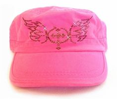 Rhinestone Cross with Wings Fidel Cap in Pink by CROSS Cross With Wings, Beanies For Men, Christian Hats, Cross Top, Rhinestone Cross, Tees For Women, Black Rhinestone, Dream Closet, Baseball Hats