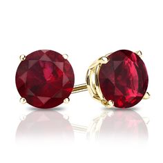 These magnificent gemstone stud earrings come set in 14k yellow gold metal with a 4-prong basket setting and breathtaking round-cut ruby with an approximate total weight of 1.25 ct. These gemstone studs are available with push-back, screw back or lever back clasps. Black Diamond Pendant, Sapphire Stud Earrings, Black Diamond Studs, Paris Jewelry, Halo Diamond Earrings, Ruby Earrings Studs, Solitaire Diamond Pendant, Colored Diamond Rings, Sapphire Earrings Studs