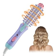 Curling Iron Heated Round Brush Antiscald Mini Curling Brush For Short Hair Electric Wand Curling Iron Ceramic Hair Tools For Styling Features: 1-Step Hair Styler With a powerful combination of a round brush and a hair dryer tool, this can effectively dry and style your hair at once, giving you a voluminous and frizz-free shining in one single step. Multifunctional Hair Styling Brush Straighten, dry, curls, style, smooths and add a dramatic volume and shining to your hair and get long lasting cu Heated Round Brush, Wand Curling Iron, Hot Curlers, Hair Dryer Styler, Blow Dryer With Comb, Wand Hairstyles, Lasting Curls, Curling Brush, Hair Crimper