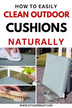 how to easily clean outdoor cushions naturally with step by step instructions on how to use them