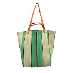 Medium Market Bag in Green Eco-friendly Natural Canvas Bag For Market, Handwoven Bucket Tote Bag For Daily Use, Eco-friendly Bucket Bag With Leather Handles For Shopping, Eco-friendly Bucket Bag With Leather Handles For Daily Use, Artisan Bucket Bag For Market, Eco-friendly Double Handle Bucket Bag For Shopping, Handwoven Tote Bucket Bag For Shopping, Handwoven Tote Bucket Bag For Everyday, Artisan Bucket Bag For Everyday