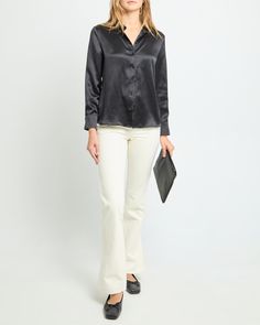 Price Comparison Few Moda $69 Tibi $395 Reformation $128 Product Details This classic collared shirt is elevated with 100% Mulberry silk for a sophisticated look and feel. Done with long sleeves and an easy button-up design, the Eliana Silk Top is a true elegant staple piece. - Relaxed Fit- Button-up style- Lightweight silk- Crafted with 19mm fabric weight to achieve a luxurious drape and soft touch.- Content: 100% Mulberry Silk- Clean chemistry certified by Oeko-Tex Standard 100, ensuring envir Workwear Silk Blouse With Spread Collar, Silk Blouse With Spread Collar For Workwear, Elegant Spread Collar Blouse For Fall, Elegant Spread Collar Tops For Fall, Elegant Fall Tops With Spread Collar, Timeless Formal Blouse With Spread Collar, Elegant Blouse With Spread Collar For Fall, Timeless Formal Blouse With Lapel Collar, Chic Silk Business Blouse