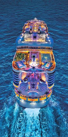 the top deck of a cruise ship in the ocean