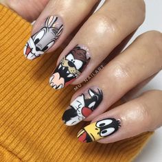 Nail Art Cartoon, Cartoon Looney Tunes, Pikachu Nails, Nail Art Designs Short, Short Nails Ideas, Elegant Touch Nails, Cartoon Nails, Eye Nail Art