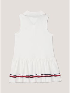 Tommy Hilfiger baby girls' dress.  Material: 97% Cotton. Sleeveless Cotton Dresses By Tommy Hilfiger, Tommy Hilfiger Cotton Summer Dresses, Spring White Tommy Hilfiger Dress, White Tommy Hilfiger Summer Dress, Tommy Hilfiger Sleeveless Summer Dress, White Cotton Tommy Hilfiger Dress, Tommy Hilfiger Fitted Sleeveless Dress, Casual A-line Dress By Tommy Hilfiger, Tommy Hilfiger Blue Sleeveless Dress