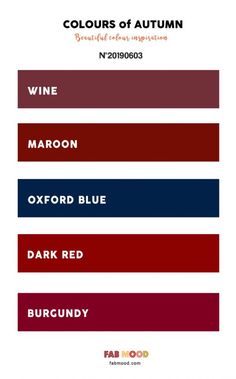 the colors of autumn are red, blue, and maroon