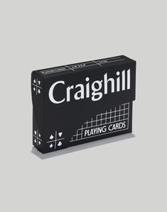 a black card game box with the word craghill playing cards in white lettering