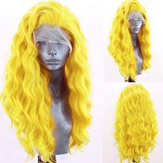 Mai 20” Sea Urc Yellow Wavy Lace Front Wig *New* Arrives New Human Synthetic Blend Lace Front Wig. Color & Texture As Shown 150% Density You Can Cut , Curl , And Style This Wig Heat Resistant Up To 315f 22.5 In Circumference Hand Tied - Check My 5 Star Reviews You Could Cut The Front Lace To Blend As Your Own Hairline I Do Not Trade On Any Of My Wigs Don’t Forget To Bundle With The Got2b Ultra Gel Or Ghost Bond To Save 10% Off $$$ Purple Wig, Green Wig, Curly Hair Wig, Pink Wig, Synthetic Lace Wigs, Red Wigs, Brown To Blonde, Wigs For Women, Blonde Wig