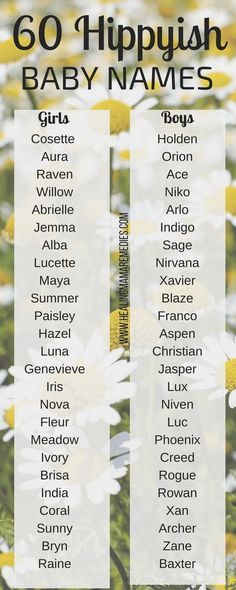 an image of a baby name list with daisies in the foreground and other names below