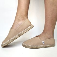 Lolalu is a socially conscious brand with a mission to help families affected by rare chromosome disorders and to raise awareness to medical professionals. They donate a minimum of 15% of their profits directly to charities that help support their cause. When you shop at Lolalu, you can do good and look good too Lolalu - Signature beige espadrilles with right / left soles and elastic tongue for added comfort and fit. The insole is finished with a light breathable cotton that is always soft on yo Bridesmaid Flats, Beige Espadrilles, Bridesmaid Slippers, Party Flats, Spanish Espadrilles, Foldable Flats, Womens Espadrilles Wedges, Foldable Shoes, Espadrilles Shoes