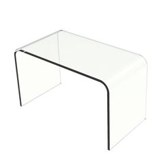 a white table with a black edge on a white background