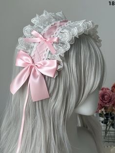 This adorable Lolita lace hairband is perfect for adding a sweet, versatile touch to your outfits. Handmade with intricate lace details, this original hair accessory is ideal for any Lolita fashion enthusiast. Elevate your look with this charming and beautifully crafted piece. Garment Size SizeFree SizeLength30Width12 Cute Pink Hair Accessories, Blonde Hair Korean, Micro Pig, Lace Hairband, Hair Korean, Steampunk Fashion Female, Pink Hair Accessories, Lace Diy, Lace Accessories