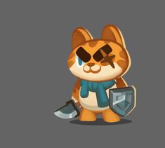 a cartoon cat with sunglasses holding a shield and a pair of glasses on it's face