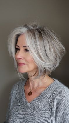 Gray Bob, Grey Bob, Trendy Bob Hairstyles, Blonde Haircuts, Try On Hairstyles, Hairstyle Inspiration