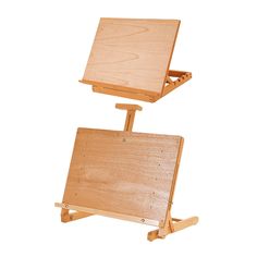 a wooden easel sitting on top of a white background