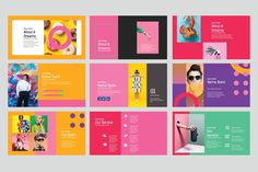 the brochure is designed to look like it has many different colors and shapes